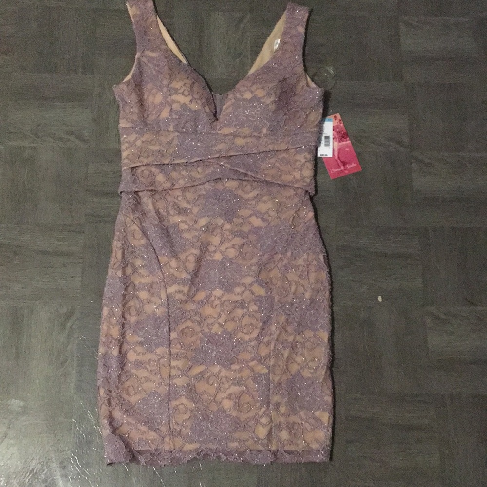 Beige and purple sparkle dress